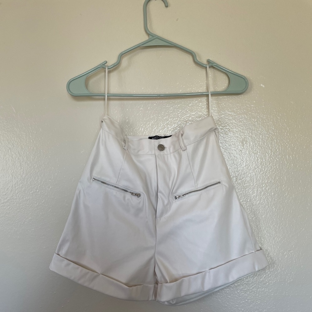 Brand new white leather shorts!